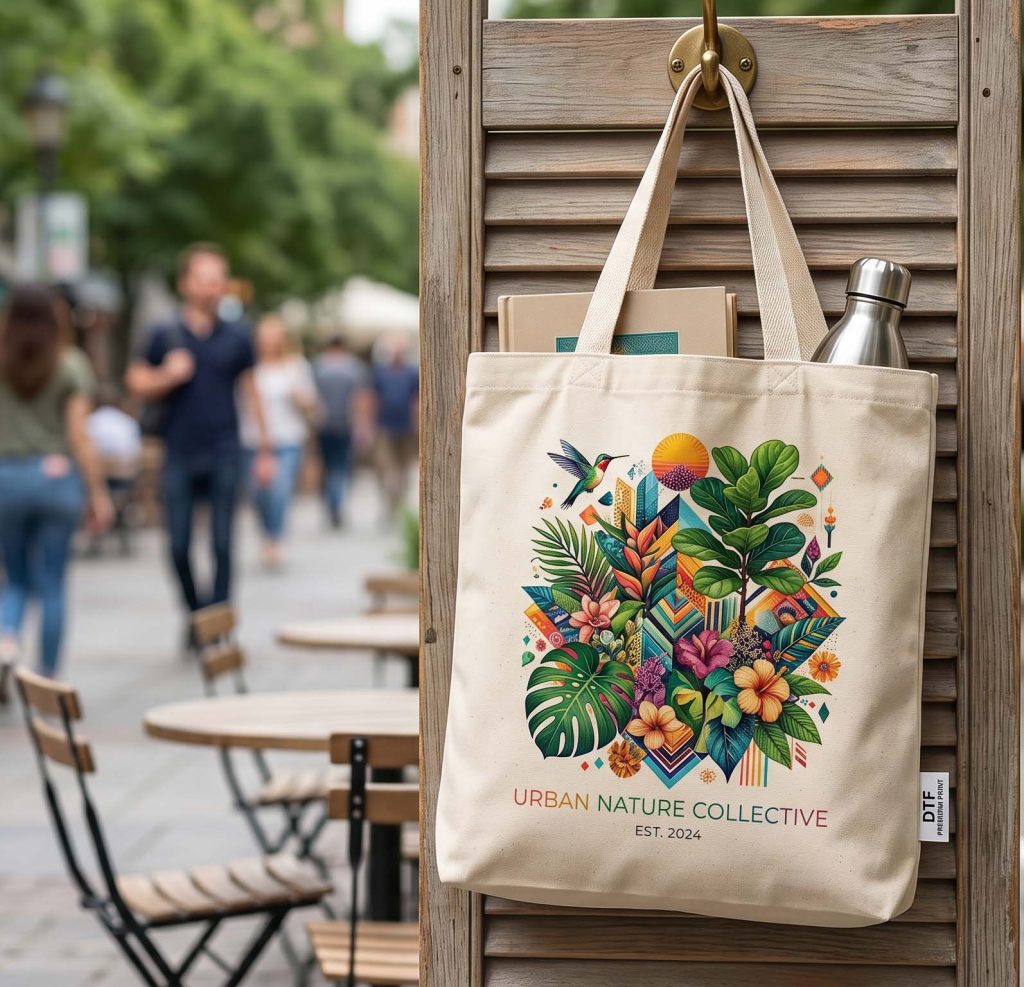 Tote bag with full-color DTF transfer print