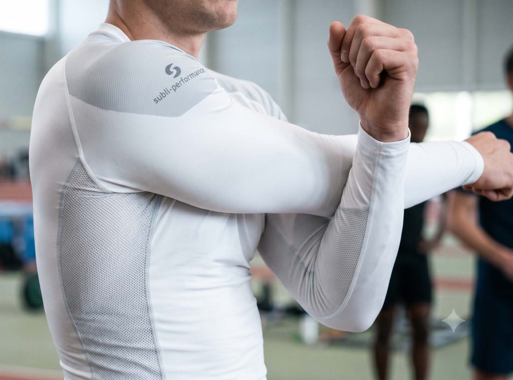 Compression base layer with low-profile silicone transfer