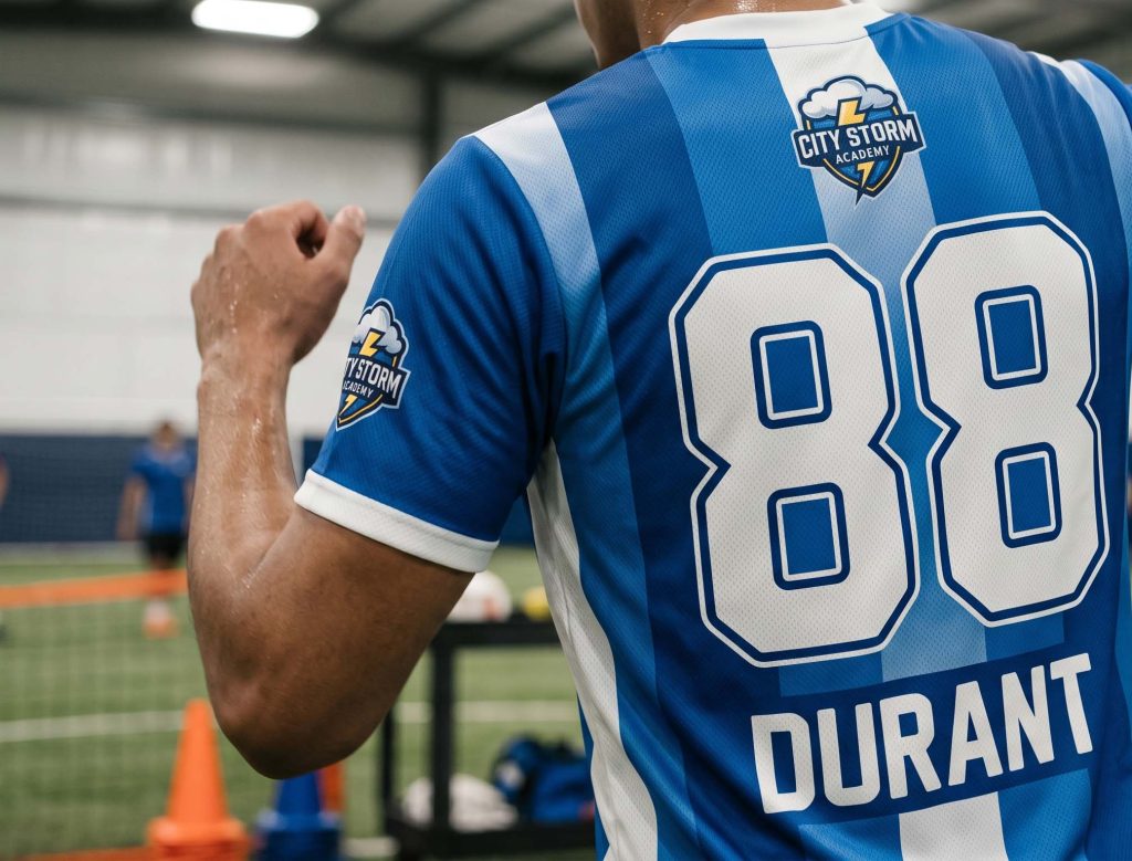 Sublimated team jersey with player name and number